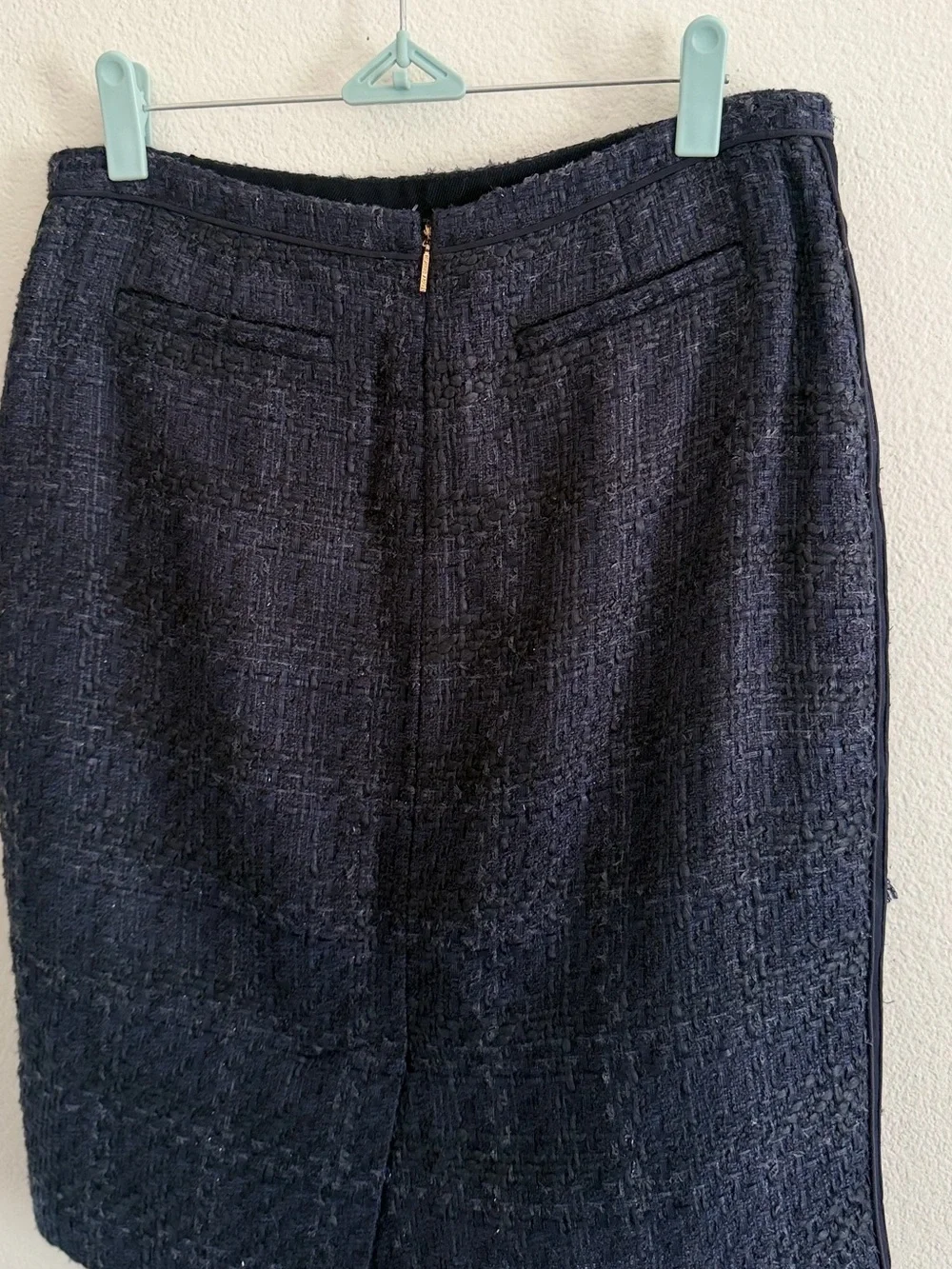 Tory Burch Navy Blue Metallic Tweed Skirt